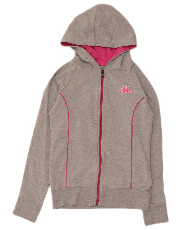 Kappa Sudadera con capucha y cremallera para niños 11-12 años Gris Algodón
