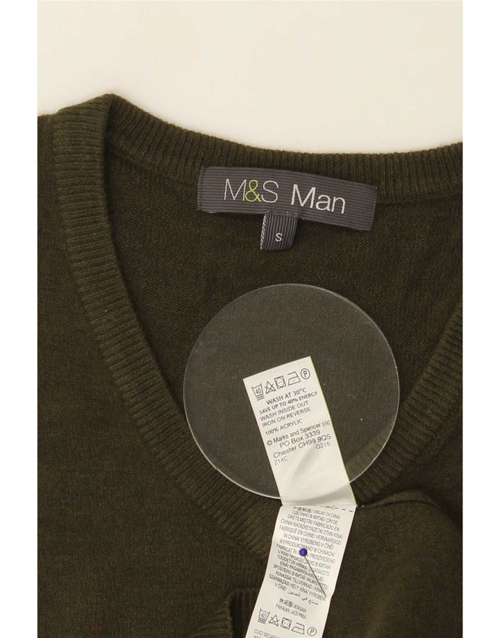 Marks & Spencer Suéter con Cuello en V para Hombre Acrílico Caqui Pequeño