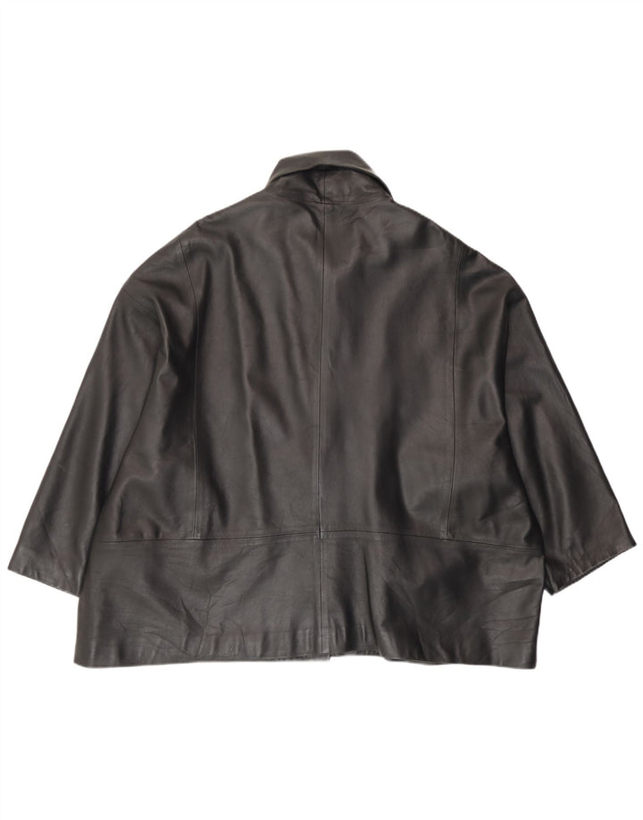 Vintage mujer chaqueta de cuero Reino Unido 18 XL cuero negro