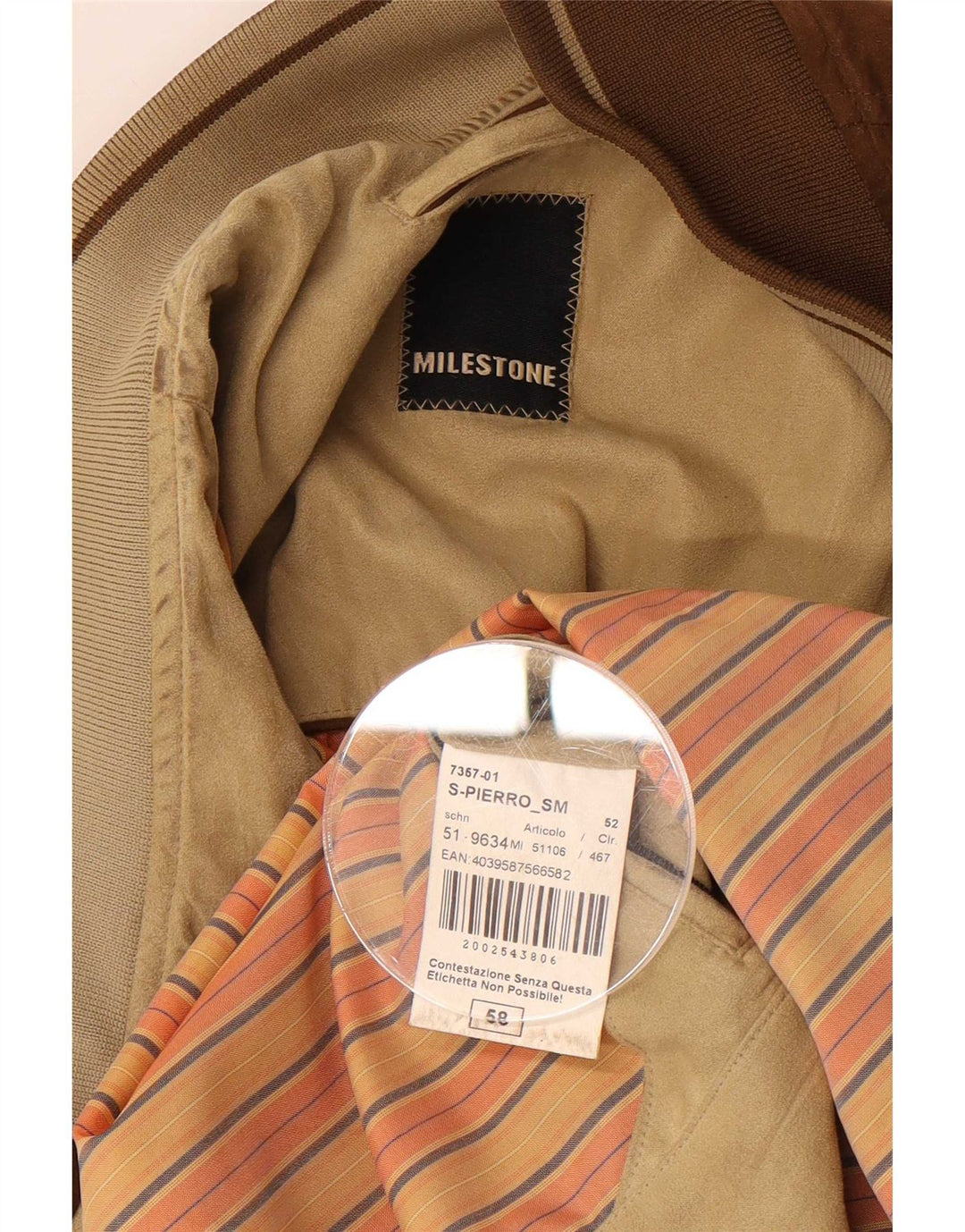 Milestone Chaqueta Bomber para Hombre IT 48 4XL Marrón Poliéster