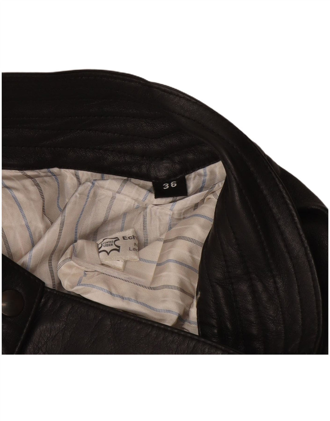 Falda de cuero vintage para mujer EU 36 Pequeña W26 Cuero negro