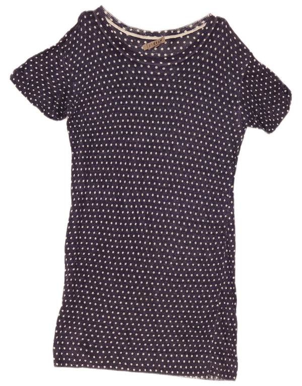 Vestido estilo camiseta para mujer Jigsaw UK 40 Mediano Azul marino Lunares Lino