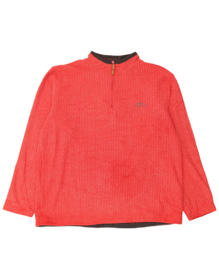 Weird Fish Jersey de forro polar con cuello y cremallera para hombre, 2XL, poliéster rojo