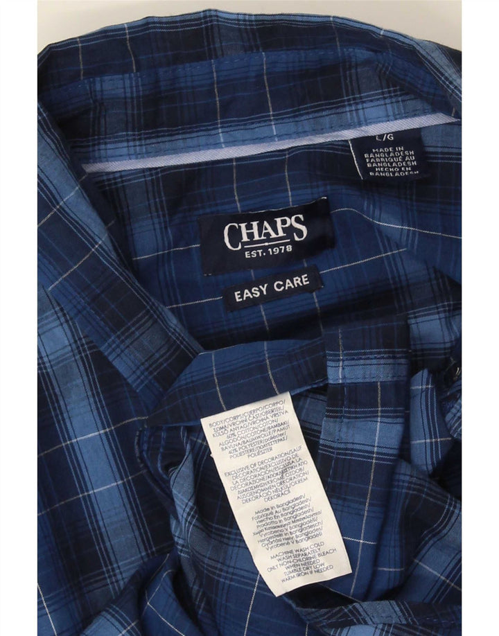 Chaps Camisa de manga corta para hombre de algodón a cuadros azul marino grande