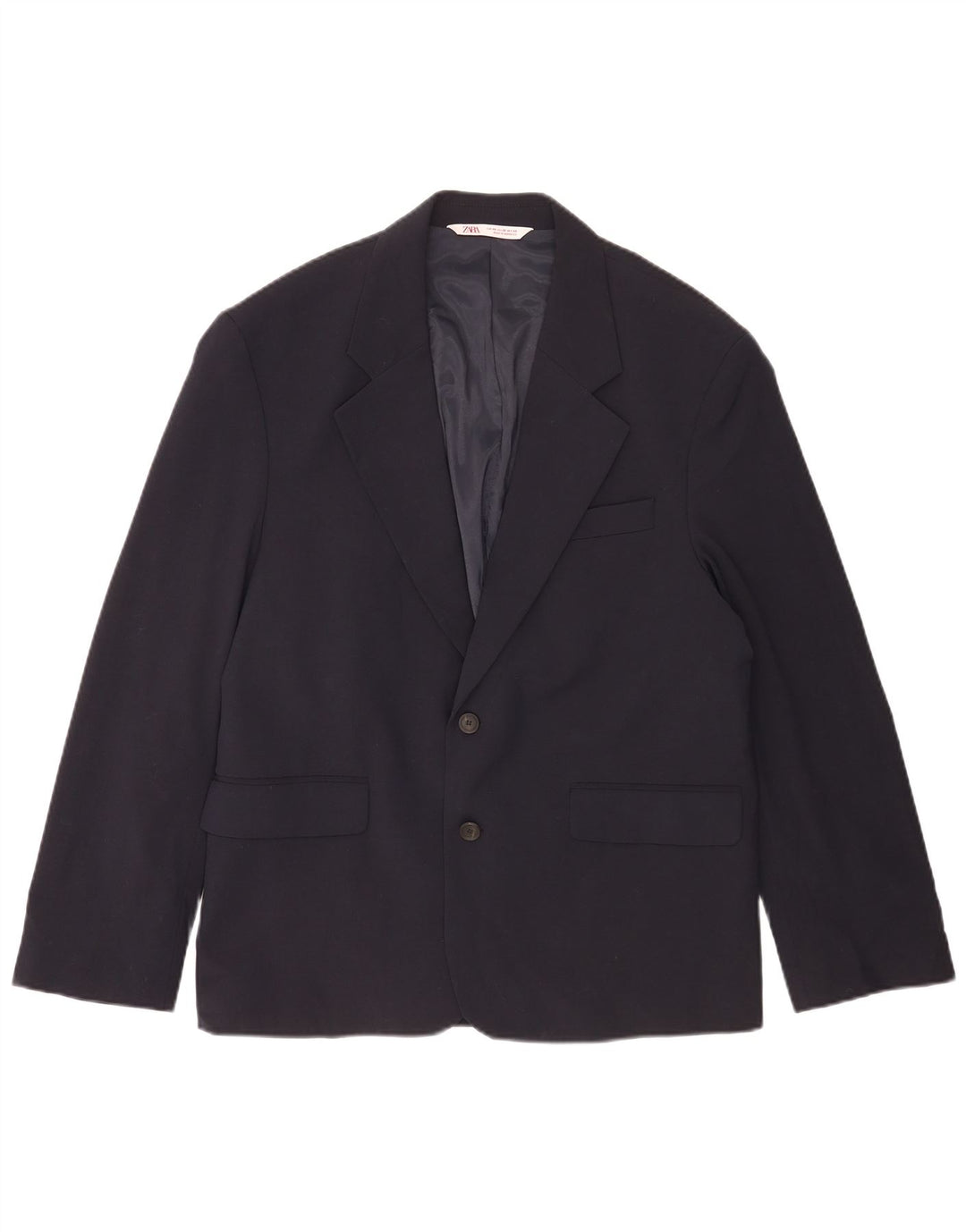 Zara Chaqueta Blazer De 2 Botones Para Hombre IT 48 Poliéster Azul Marino Medio