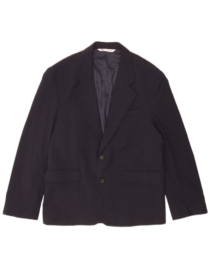 Zara Chaqueta Blazer De 2 Botones Para Hombre IT 48 Poliéster Azul Marino Medio
