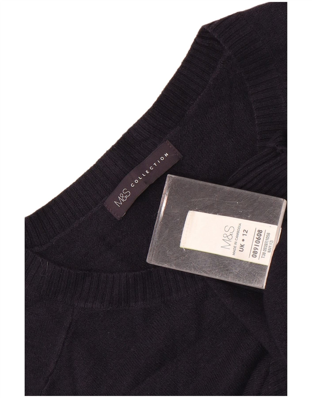 Marks & Spencer suéter con cuello barco para mujer, talla 40, talla M, azul marino