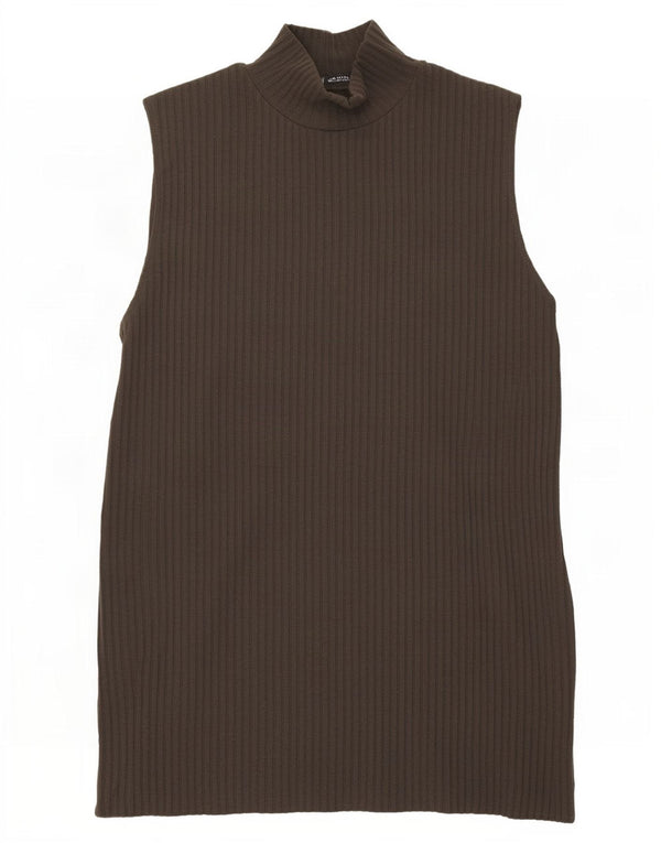 Zara Mujer Chaleco Tank Top UK 12 Marrón Medio Poliéster