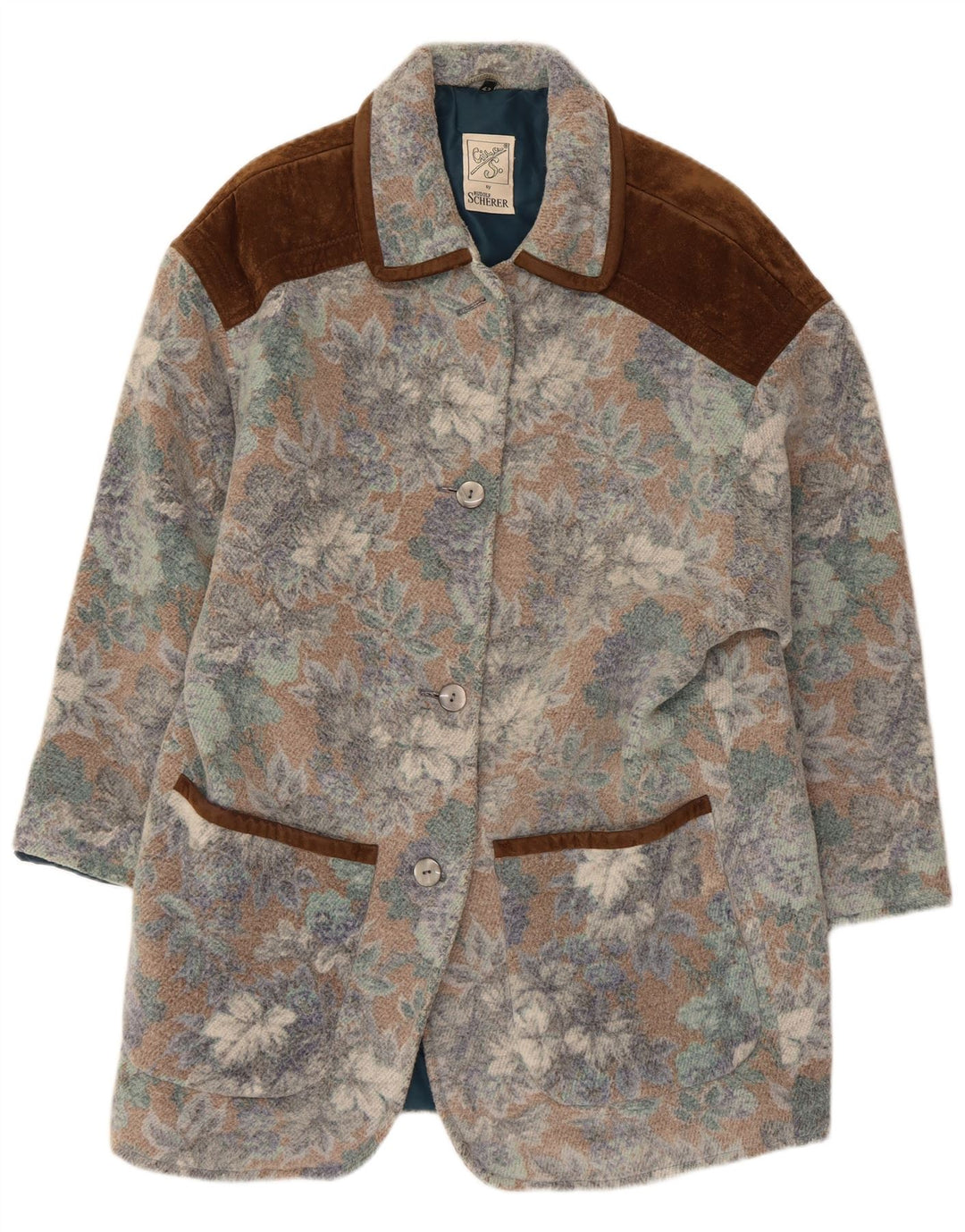 Abrigo vintage para mujer IT 42 Acrílico floral multicolor medio