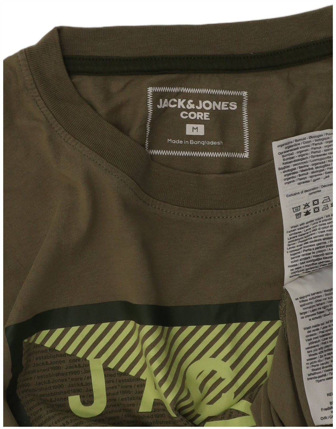 Jack & Jones Hombre Camiseta Gráfica Top Medium Khaki Algodón