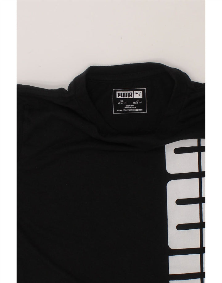 PUMA Boys Graphic T-Shirt Top 10-11 Years Medium Black Vintage Puma and Second-Hand Puma from Messina Hembry 