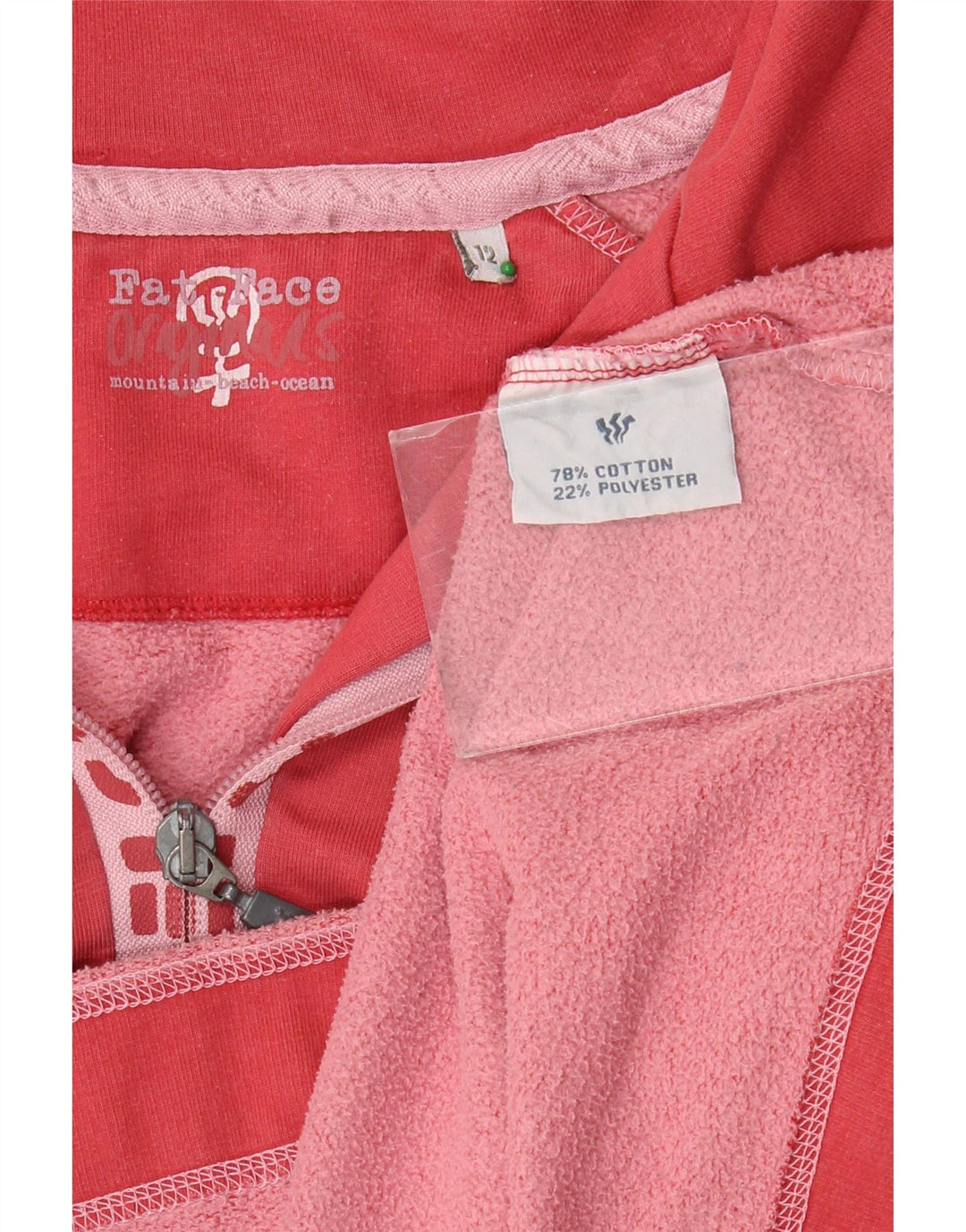 FAT FACE Sudadera con cuello y cremallera gráfica para mujer UK 40 Medium Pink