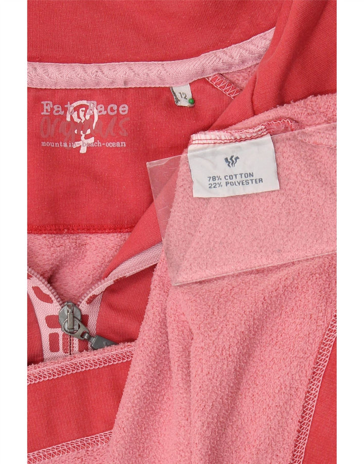 FAT FACE Sudadera con cuello y cremallera gráfica para mujer UK 40 Medium Pink