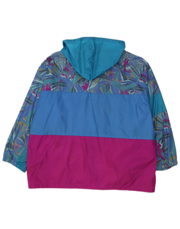 J Jeantex Chaqueta impermeable holgada con capucha para hombre UK 40/42 Large Blue Colourblock