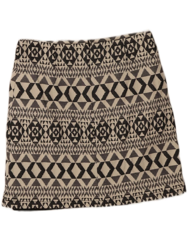 Marks & Spencer Minifalda para mujer UK 10 Small W28 Algodón geométrico gris