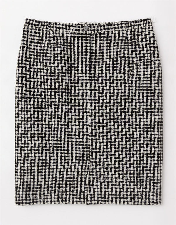 Eastex Falda midi para mujer UK 14 Medium W30 Lana de pata de gallo negra