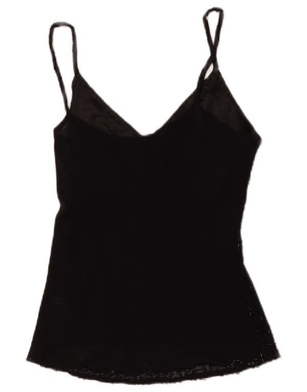 Vintage Womens Cami Top UK 8 Small Black Viscose