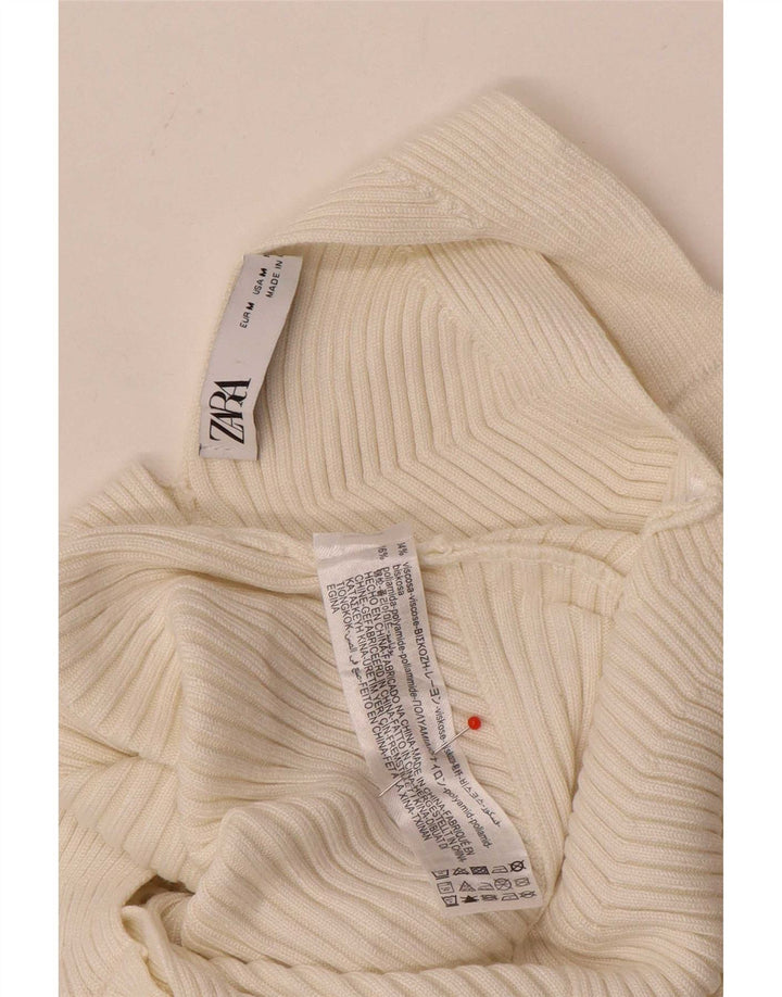 Zara Mujer Crop Vest Top UK 12 Medium Viscosa Blanca