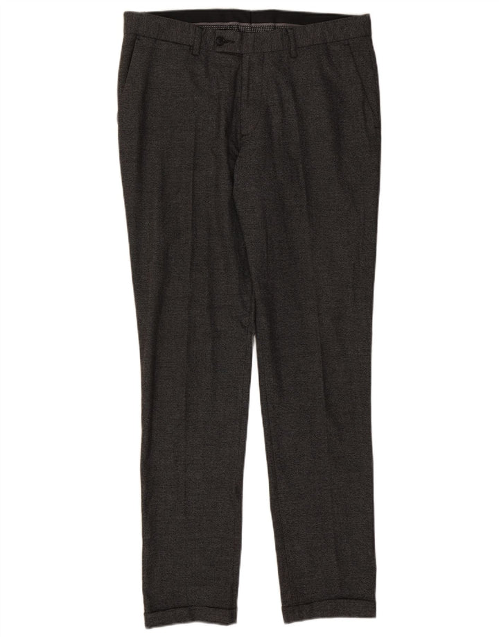 Zara Pantalón de traje ajustado para hombre EU 42 Large W32 L32 Poliéster gris