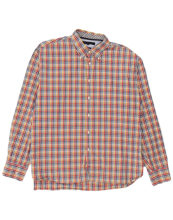 Tommy Hilfiger Camisa para hombre 2XL Algodón a cuadros multicolor