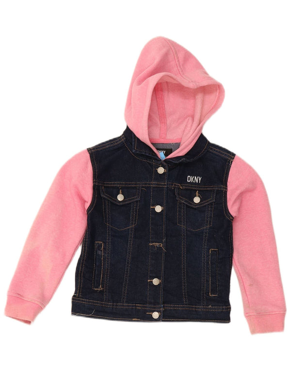 Dkny Chaqueta vaquera con capucha para niña 5-6 años Azul marino Algodón color block