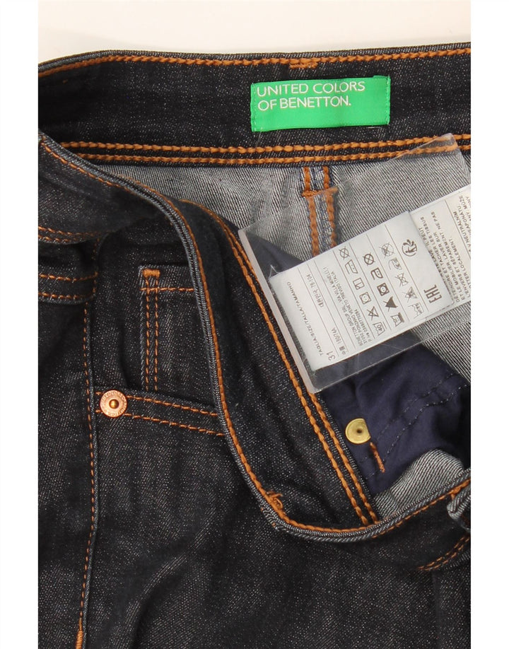 BENETTON Vaqueros Rectos Mujer W31 L30 Azul Marino Algodón