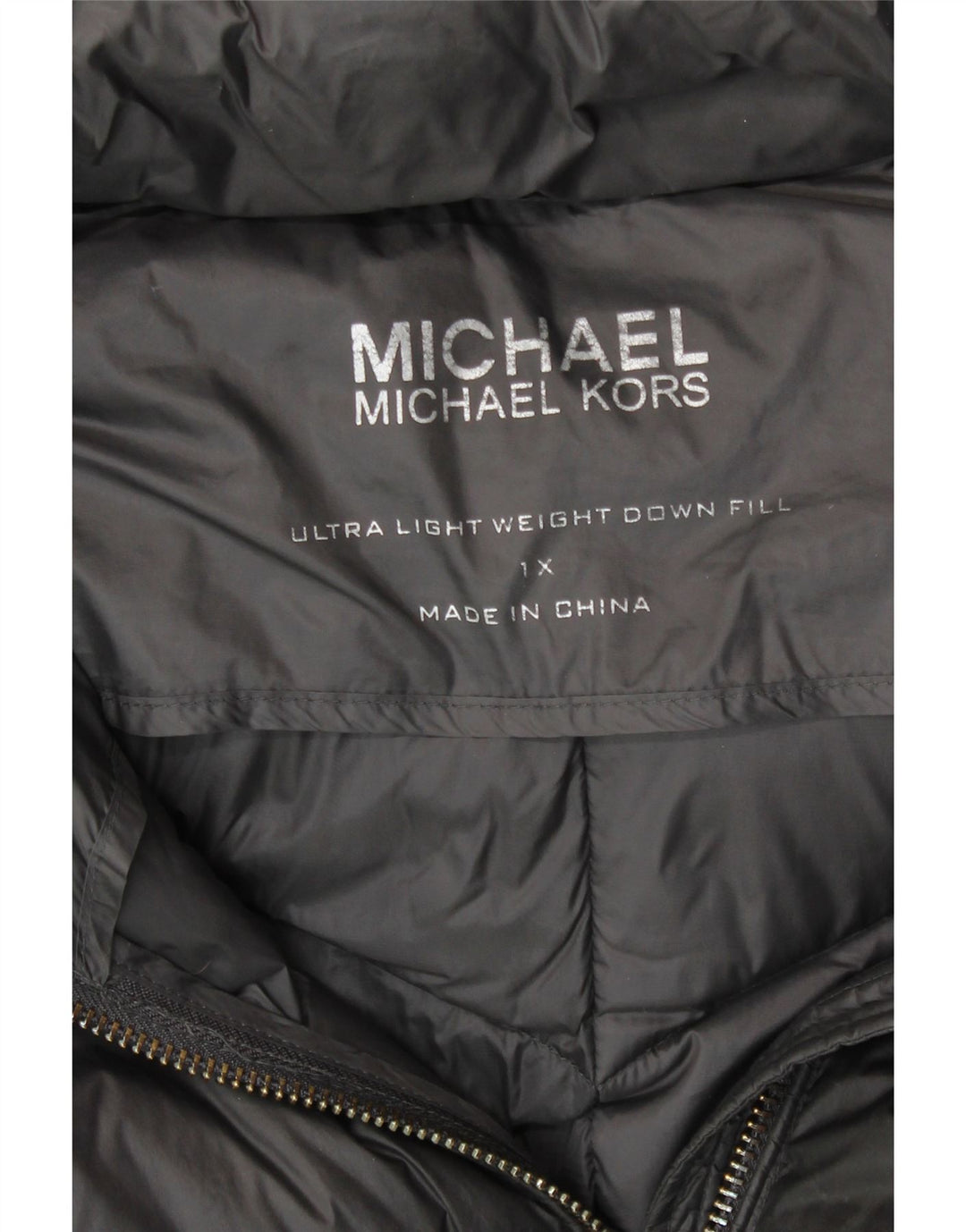 MICHAEL KORS Abrigo acolchado con capucha para mujer UK 40 XL Nylon gris