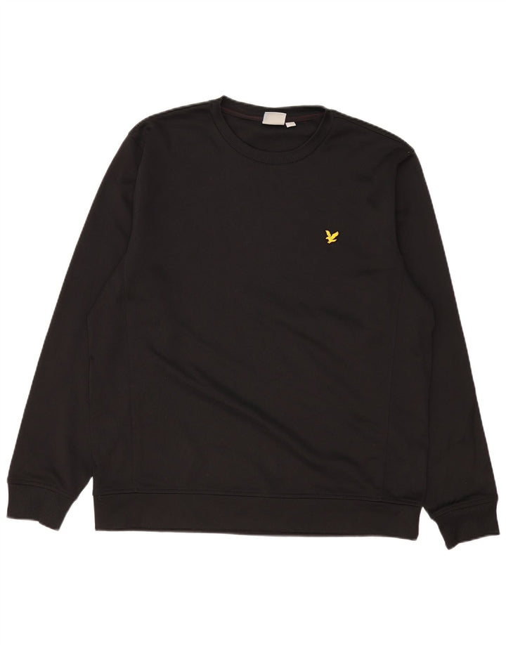Lyle & Scott Hombre Sudadera Jumper Grande Poliéster Negro
