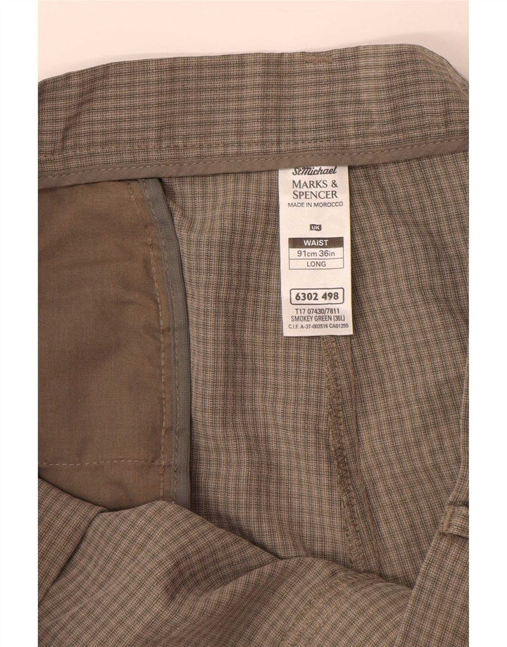 Marks & Spencer Pantalones cortos chinos para hombre W36 Poliéster a cuadros verdes grandes