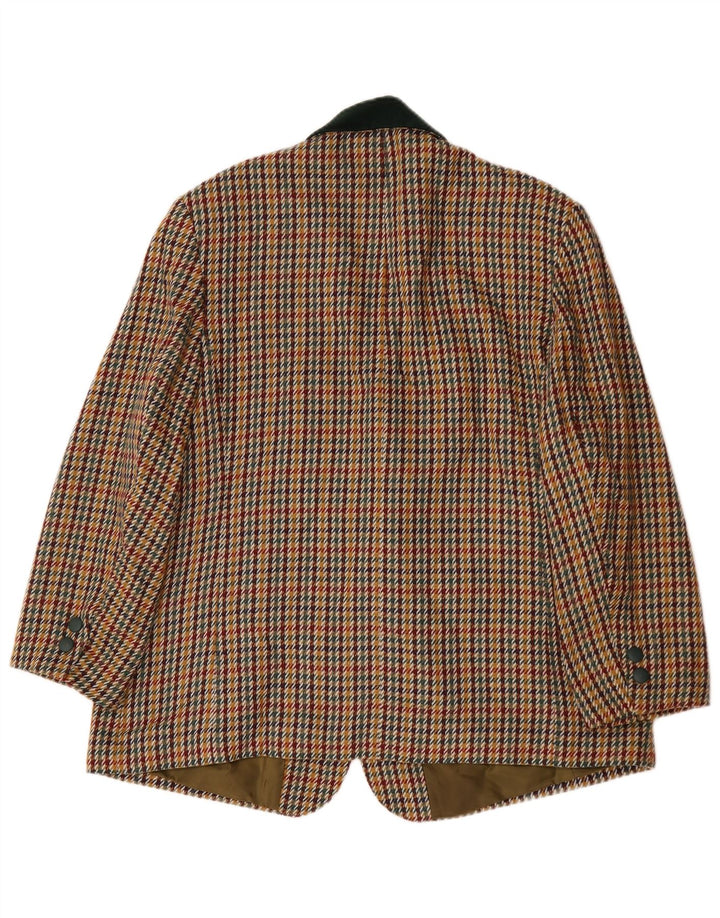 Vintage mujer 3 botones Blazer chaqueta Reino Unido 22 3XL multicolor Houndstooth