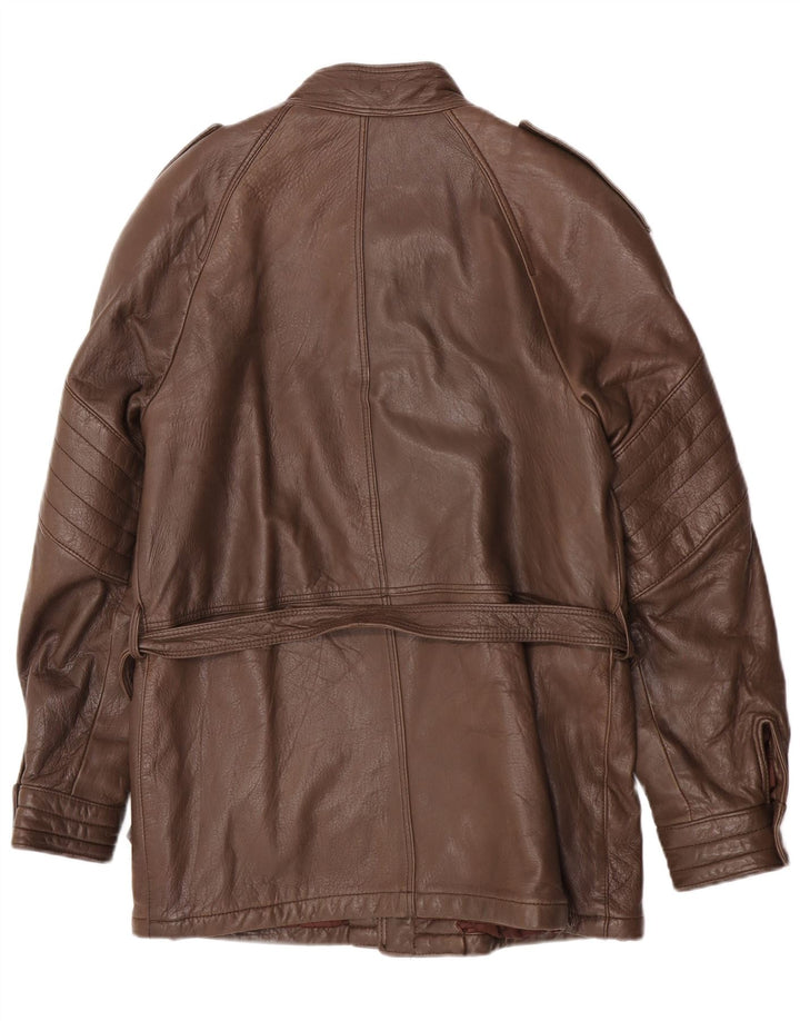Chaqueta de cuero vintage para hombre IT 50 cuero marrón grande