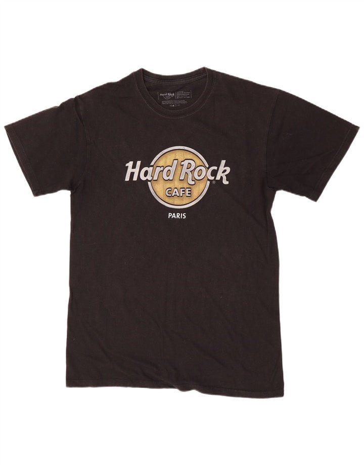 Hard Rock Cafe Mens Paris Graphic Camiseta Top Medio Algodón Negro