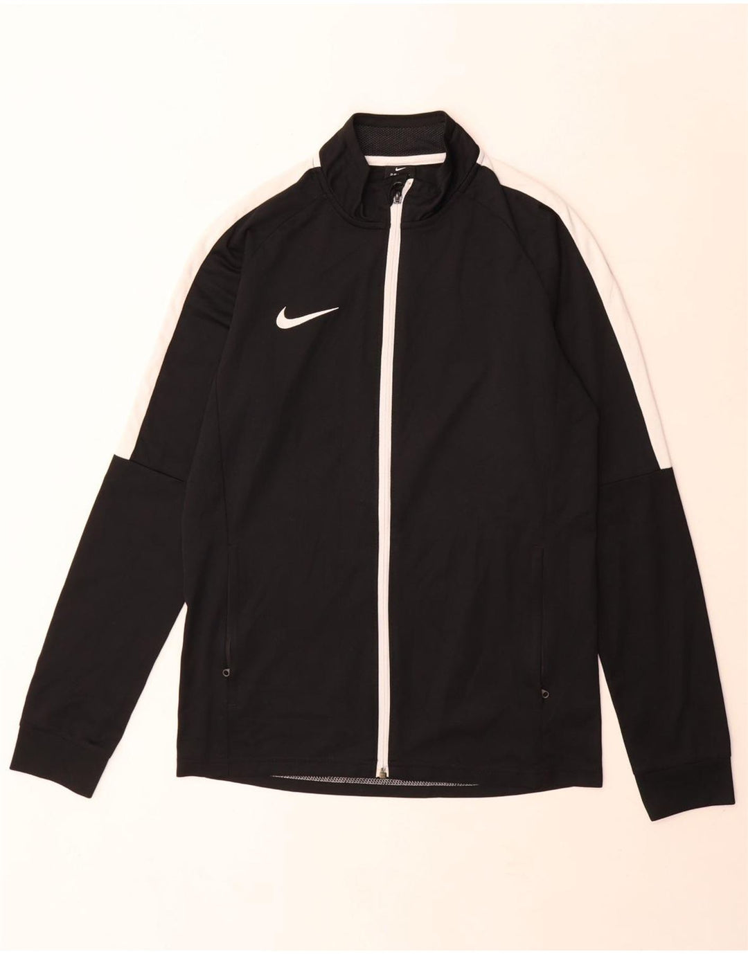 Nike Hombre Dri Fit Chándal Top Chaqueta Mediano Negro Colorblock Poliéster
