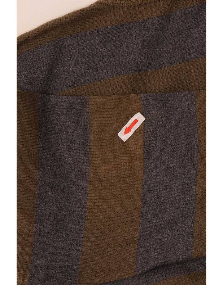 Zara Hombre Cárdigan Sueter Grande Caqui Rayas