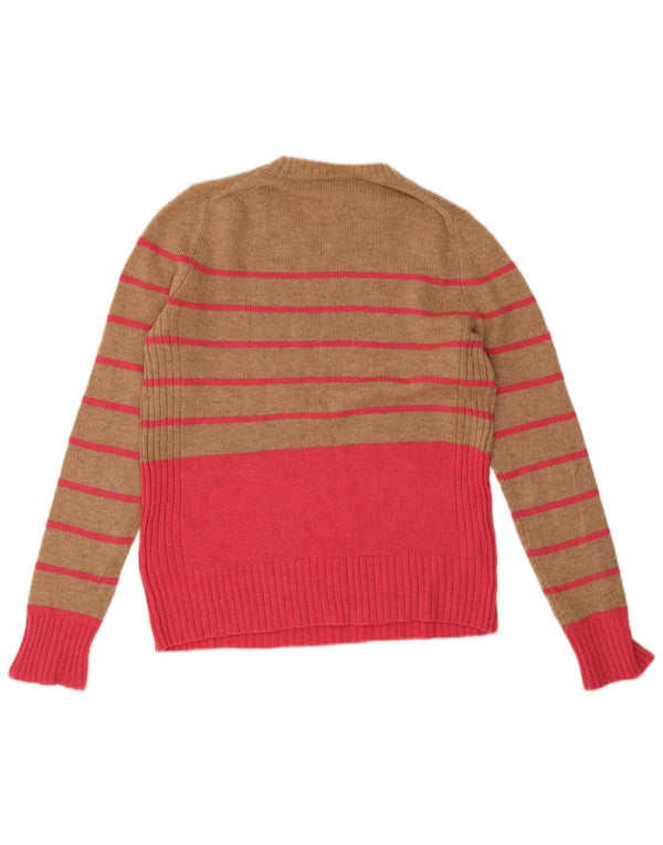 Marks & Spencer Suéter de Cuello Redondo para Mujer UK 8 Small Beige Rayas
