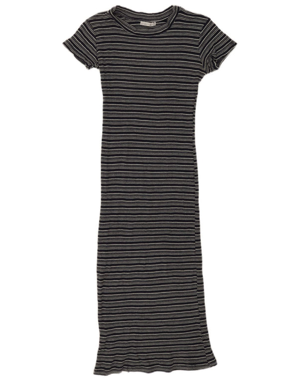 Zara Mujer Trafaluc Maxi Vestido UK 44 Grande Negro Rayas