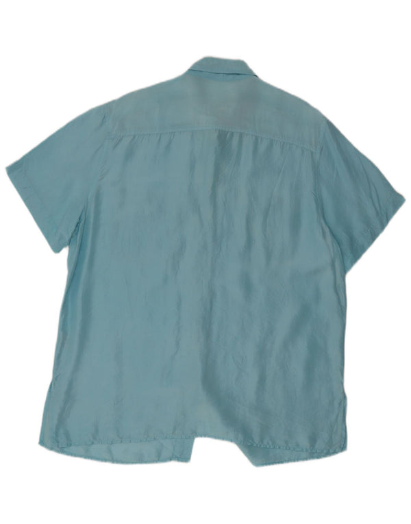 Camisa de manga corta para mujer De Ville EU 44 XL Seda azul