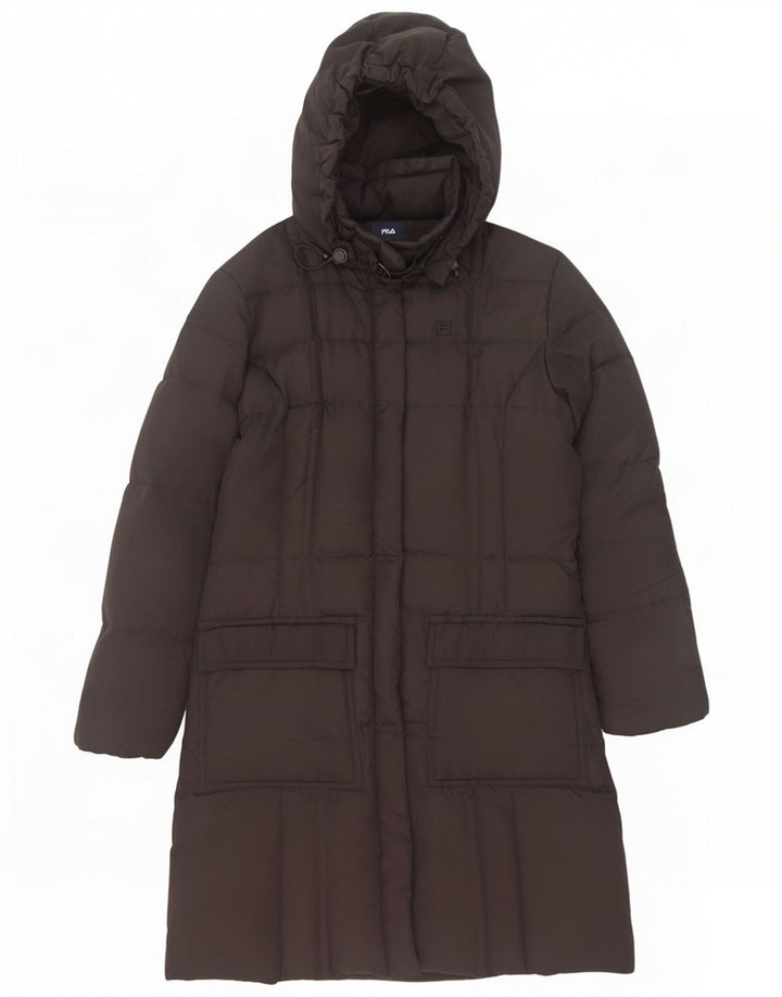 Fila Abrigo acolchado con capucha para mujer UK 40 Mediano Poliéster negro