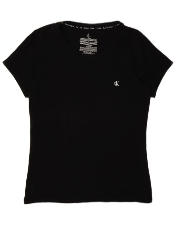 Calvin Klein Camiseta para mujer Top UK 12 Medium Negro Algodón