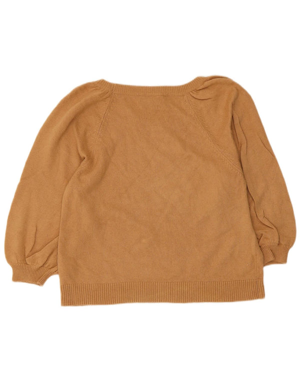 Zara Mujer Crop Manga 3/4 Cuello Barco Jersey Jersey UK 10 Small Beige