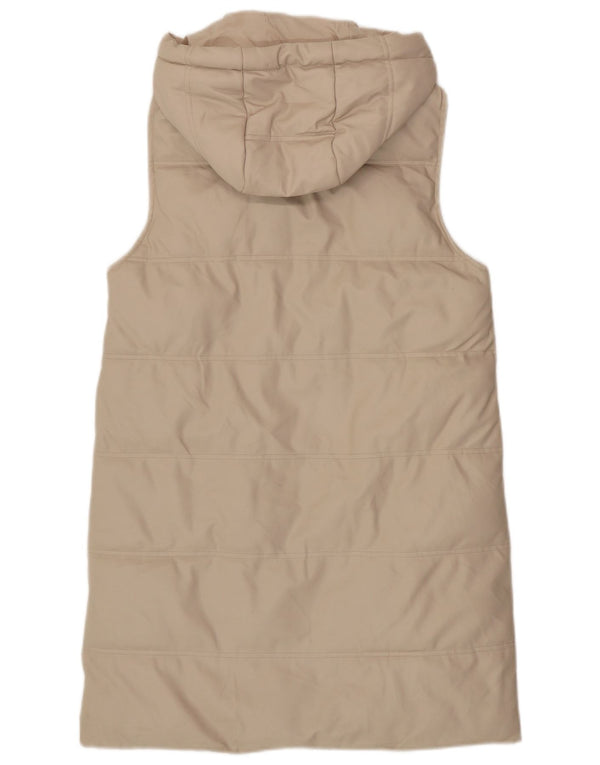 Zara Mujer Chaleco Acolchado Extragrande Con Capucha UK 6 XS Poliéster Beige