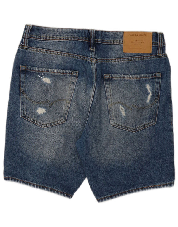 Jack & Jones Pantalones cortos vaqueros desgastados de corte regular para hombre Small W28 Algodón azul