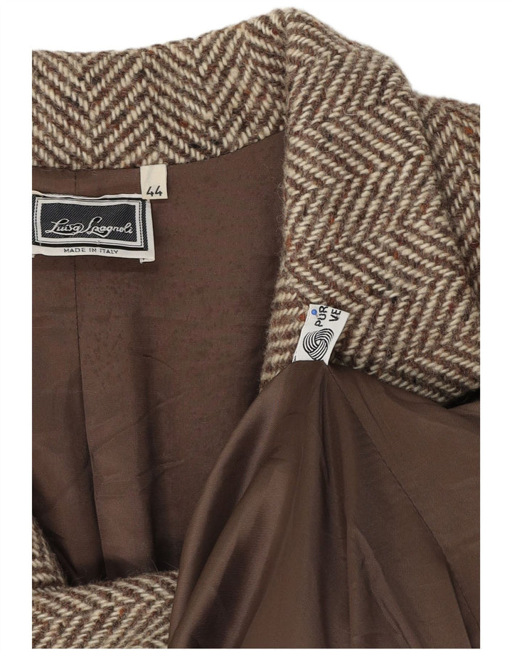 Abrigo Mujer Luisa Spagnoli IT 44 Lana Virgen Espiga Beige Medio