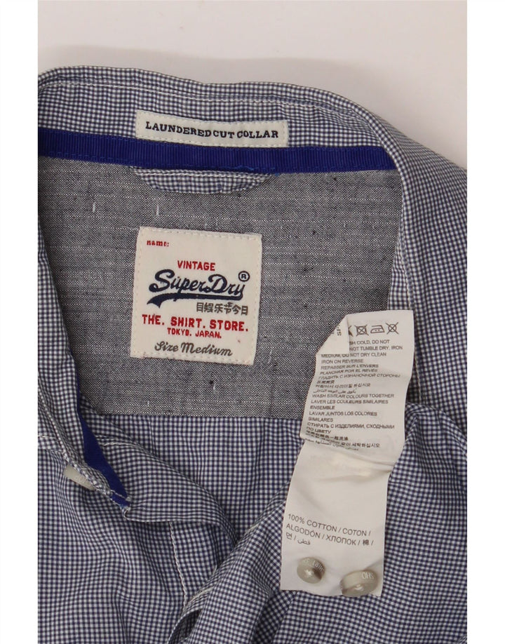 Camisa SUPERDRY Hombre Algodón Vichy Azul Marino Mediano