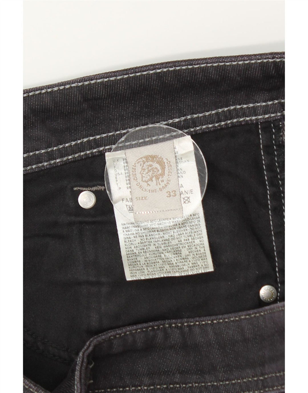 DIESEL Vaqueros Rectos Hombre W33 L30 Gris Algodón