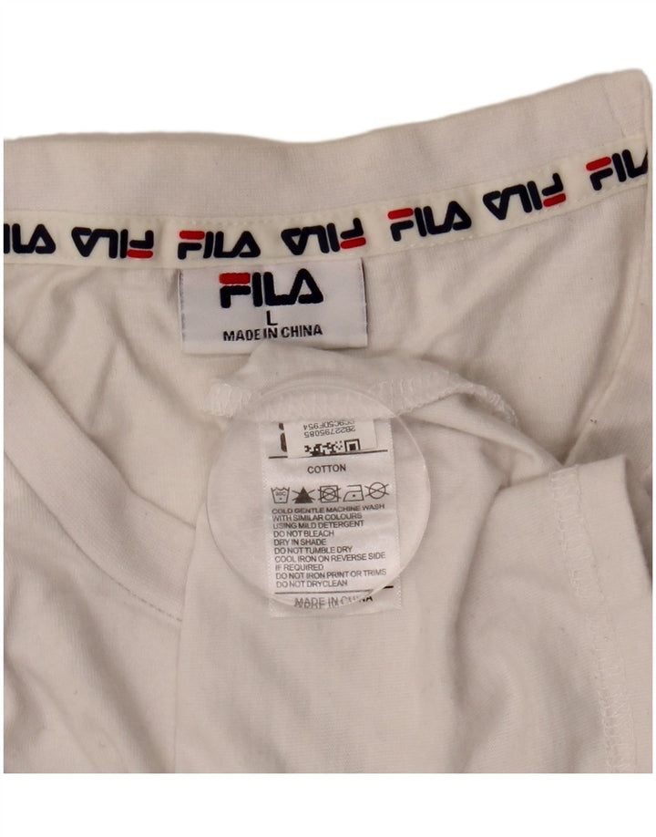 Fila - Camiseta gráfica para hombre, talla grande, algodón blanco