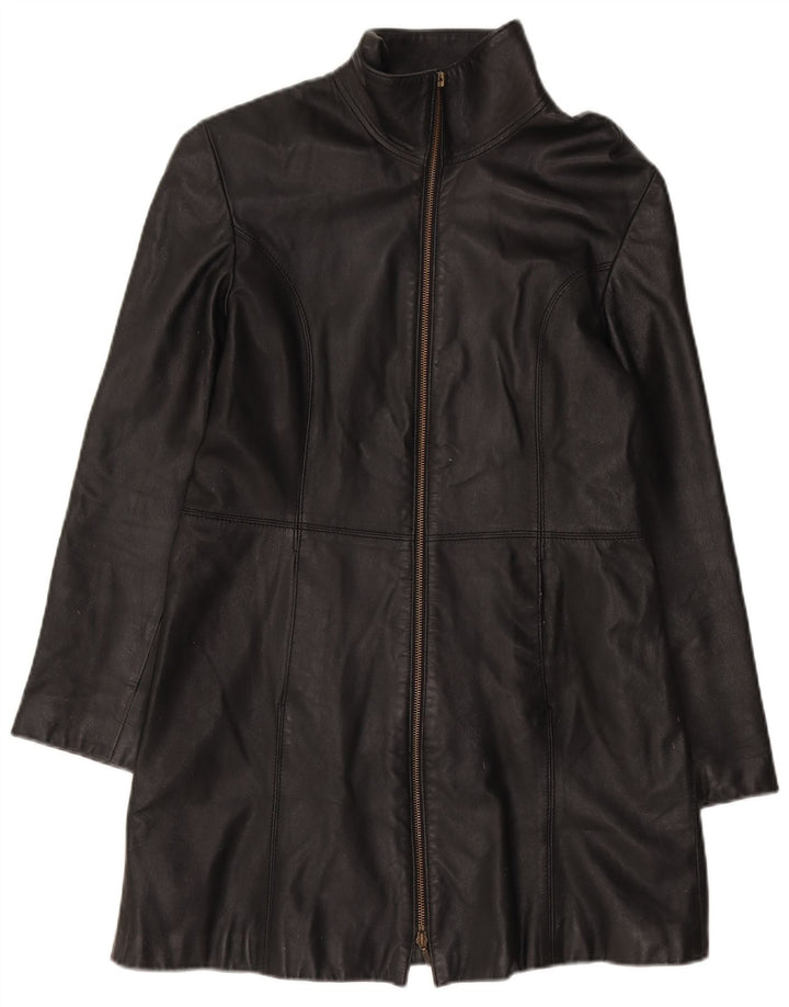 Tommy Hilfiger Abrigo de cuero para mujer UK 46 Grande Cuero negro