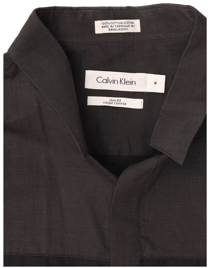Camisa Calvin Klein Hombre Slim Fit Algodón Color Block Mediano Negro