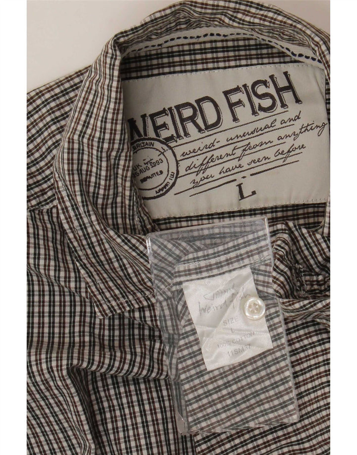 Weird Fish Camisa de hombre grande de algodón a cuadros multicolor