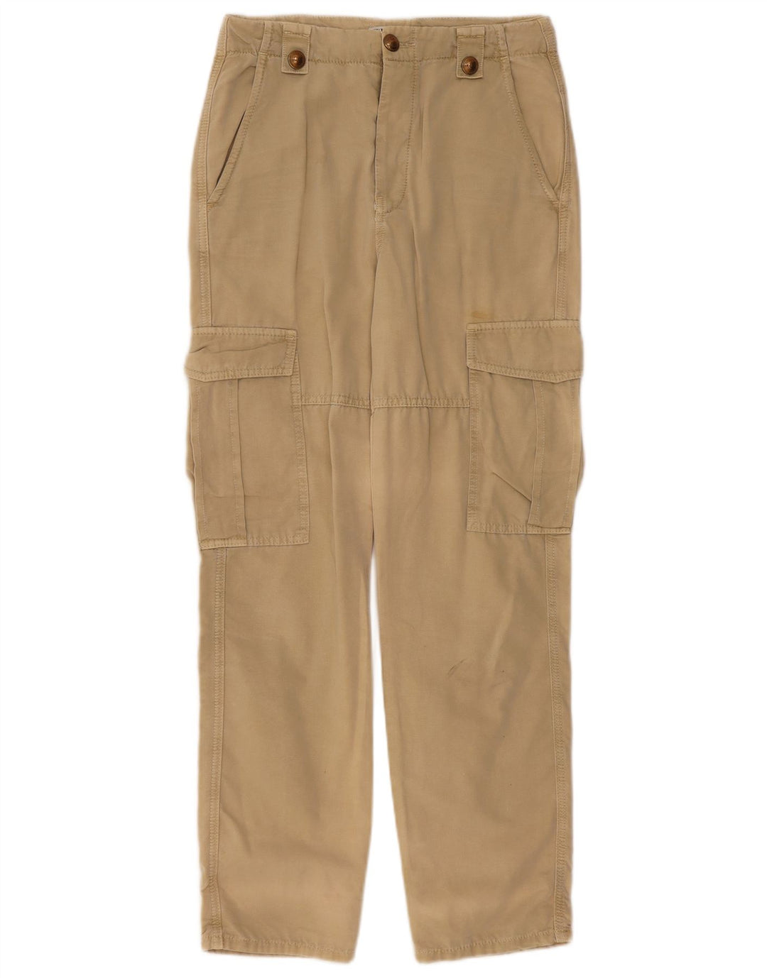 Zara Mujer Pantalones Cargo Rectos Pequeño W27 L30 Beige